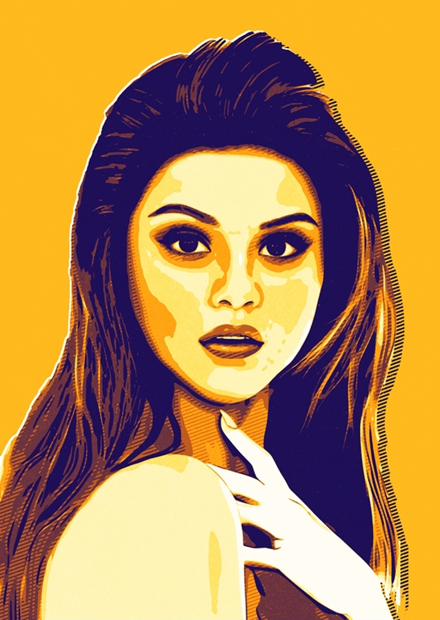 Selena Gomez retro art pop art