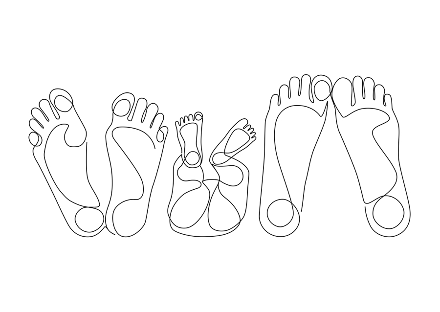 Familie - Füße Porträt in einer Reihe