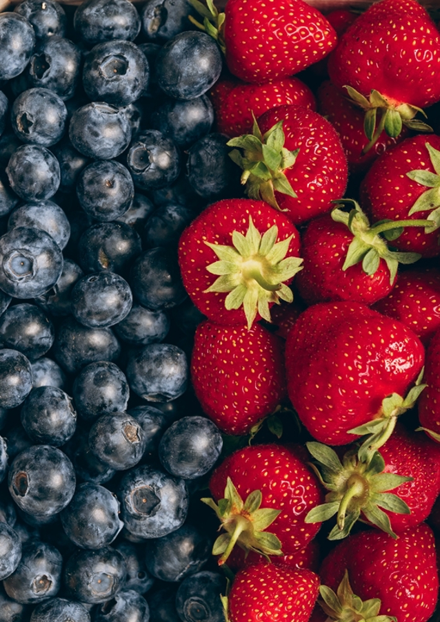 Blueberries and strawberries