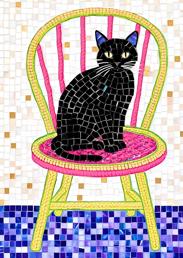 Black cat on a chair