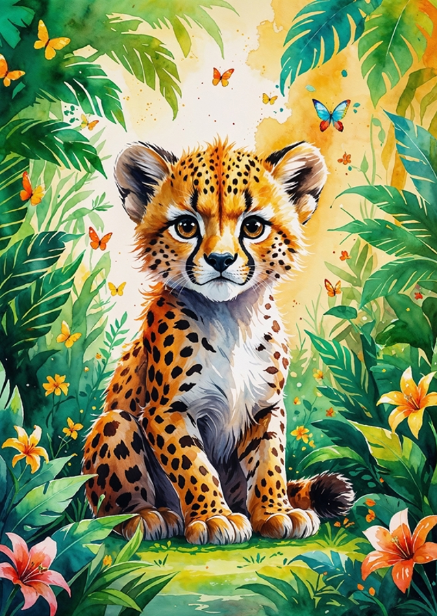 Bebé guepardo en la selva