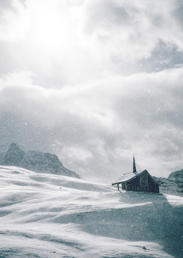 Sun through the snow storm