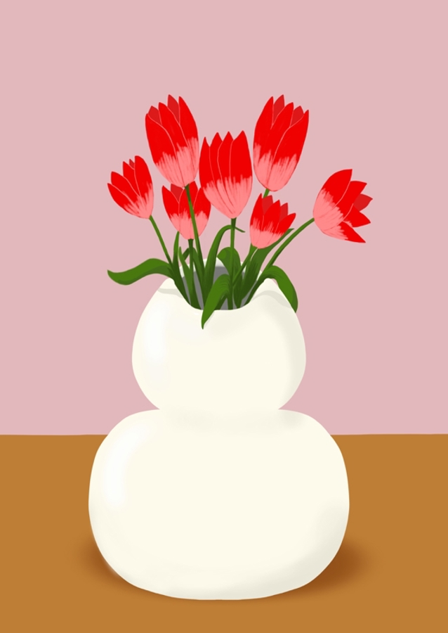 Tulips in white vase