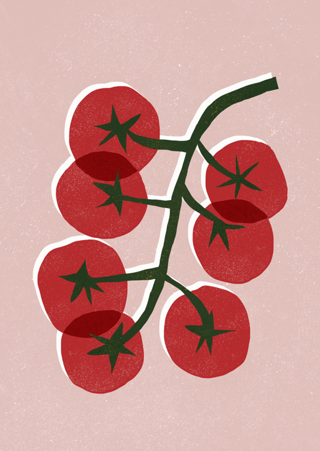 Rustic Kitchen Tomato Linocut 