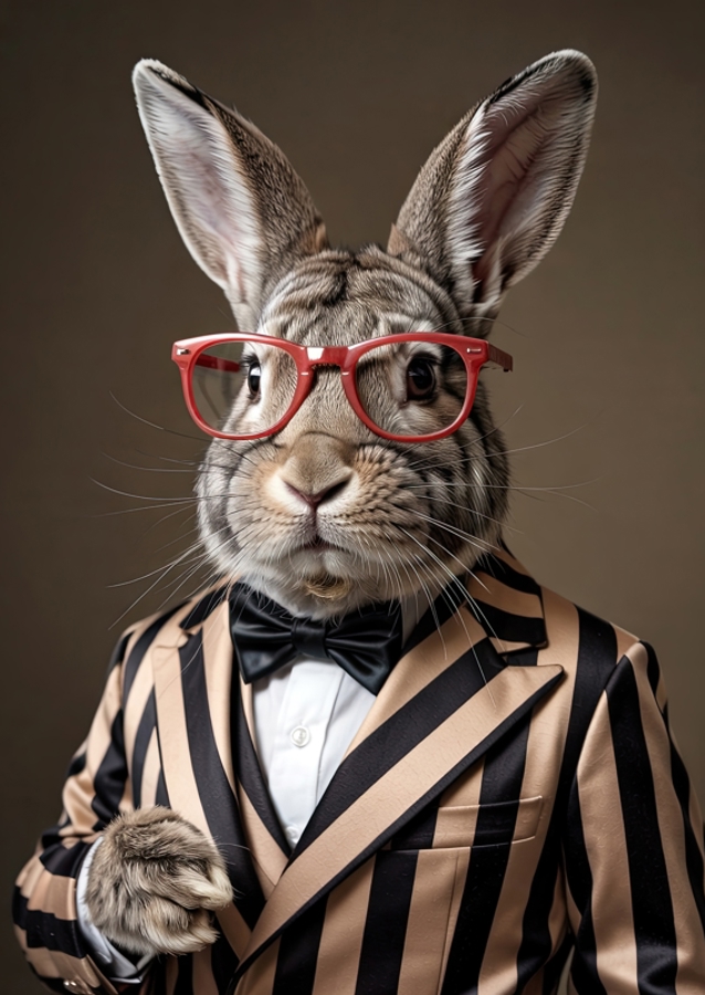 Dapper Rabbit in Striped Suit