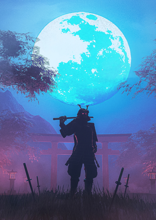 Guerreros samuráis por la noche