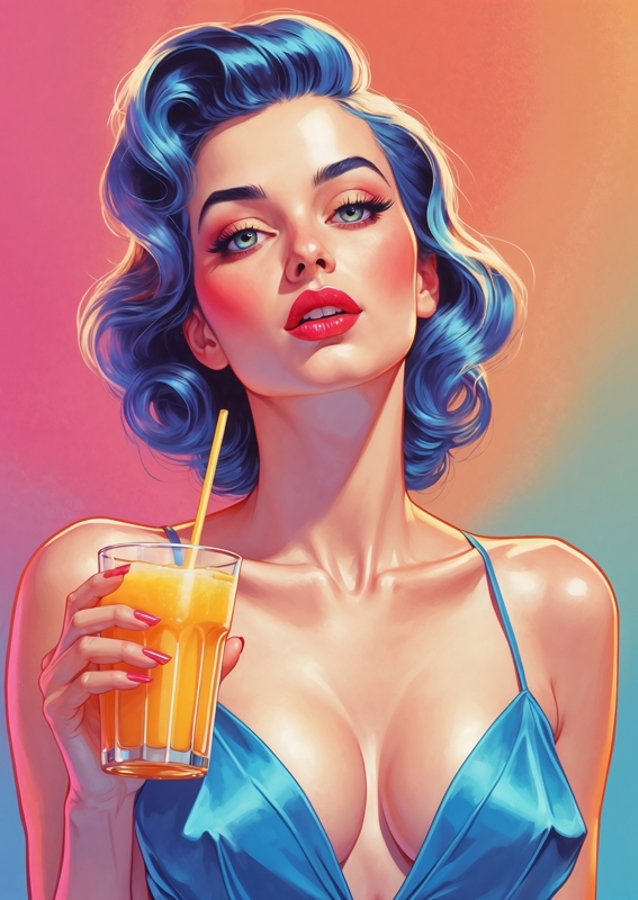 Pin-up Blauer Haarsaft 