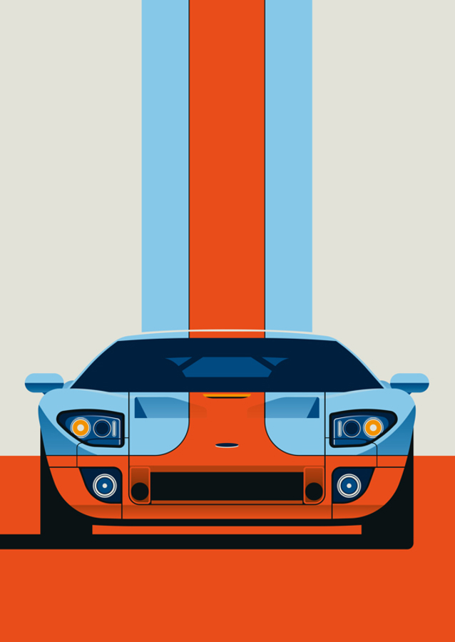 Red and blue sports car