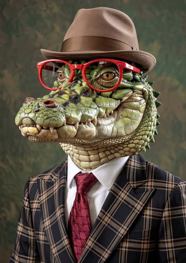 Dapper Alligator in Plaid