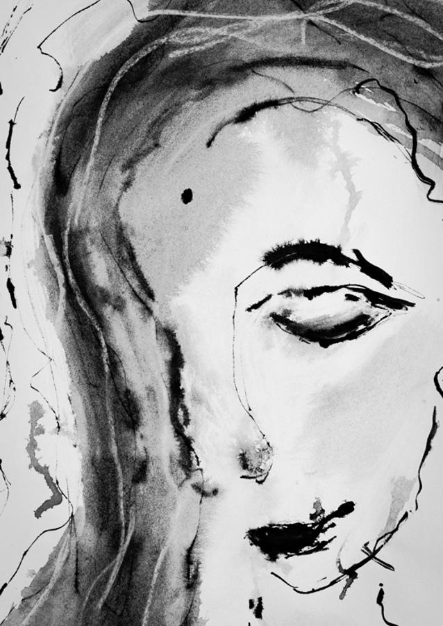 Mysterious Girl - Ink Art