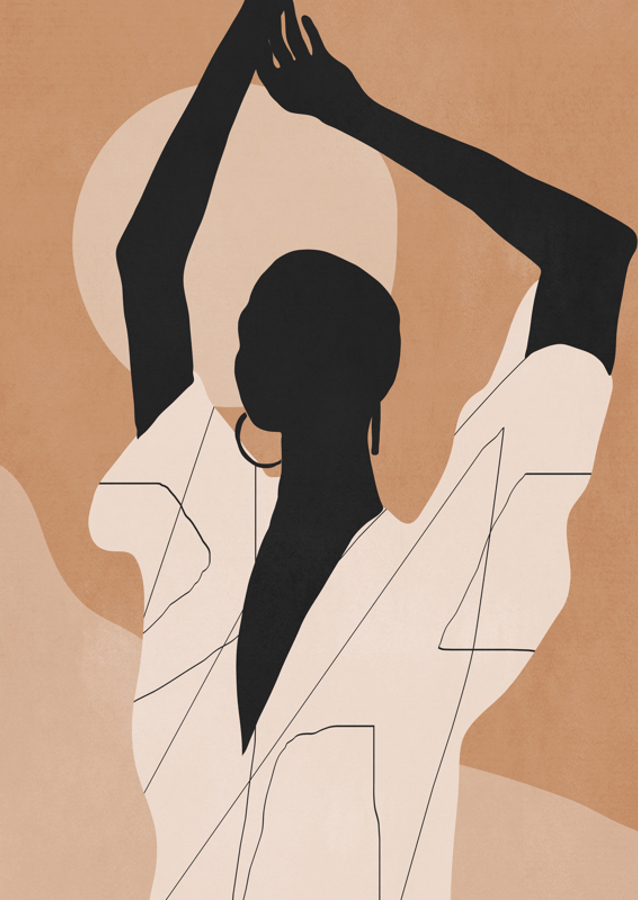 Minimal Abstract Art Sunset Girl