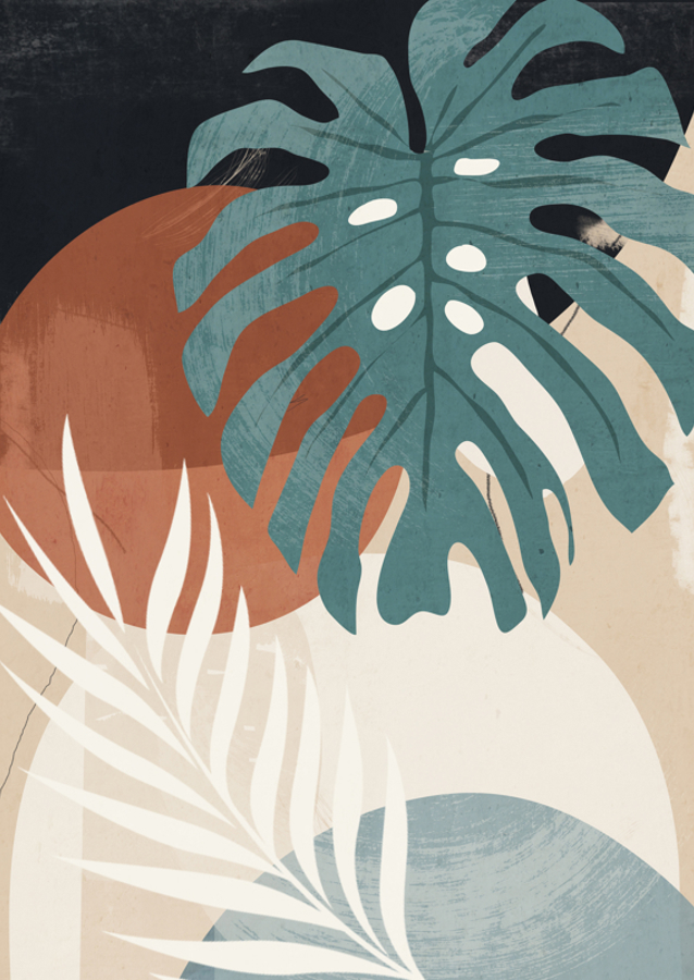 Abstrakt kunst tropiske blade