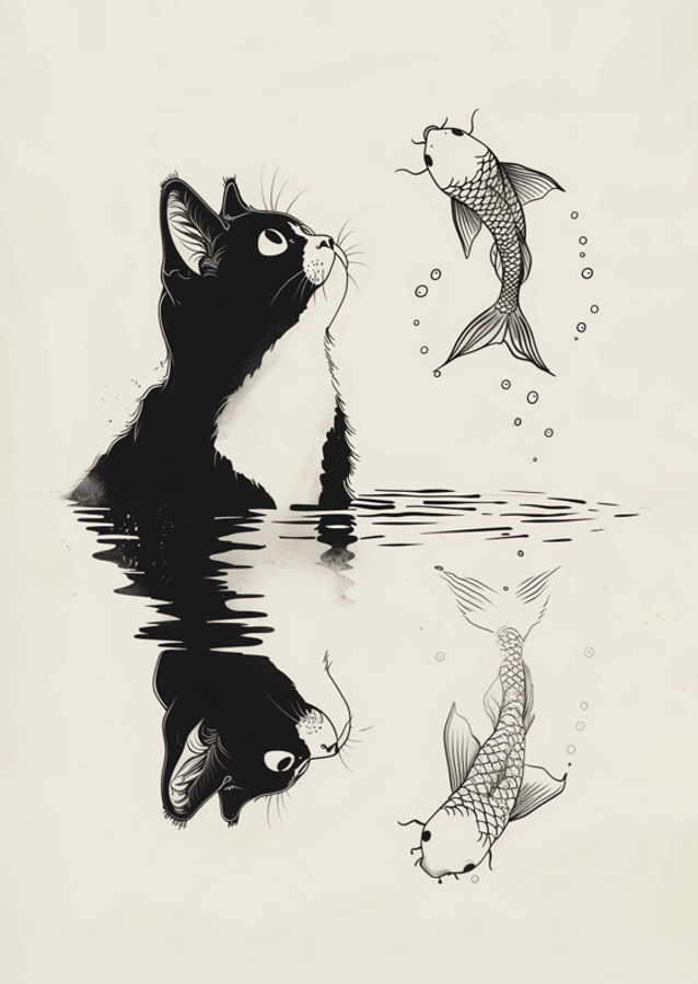 Cat and Koi