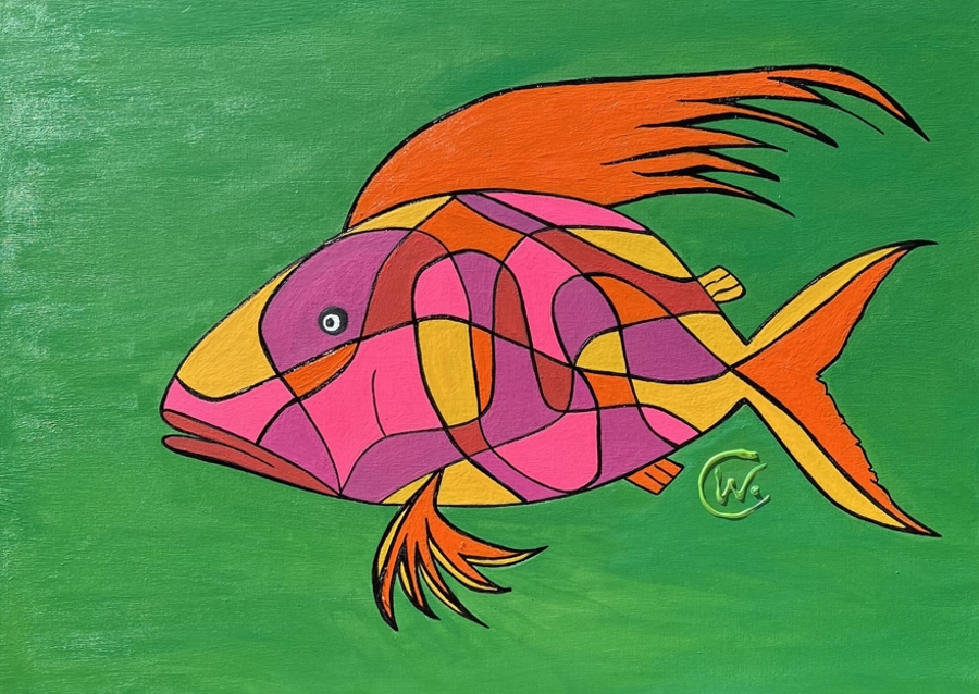 Poisson abstrait coloré