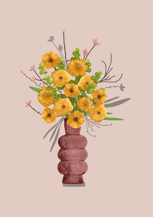 Yellow summer bouquet in vase
