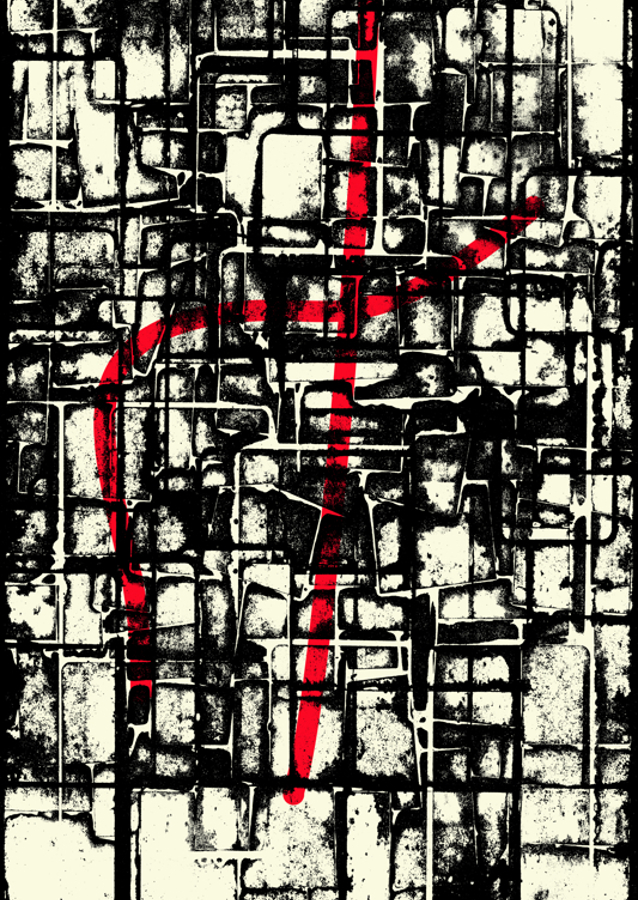 Grid of Black and White Geometric Patterns