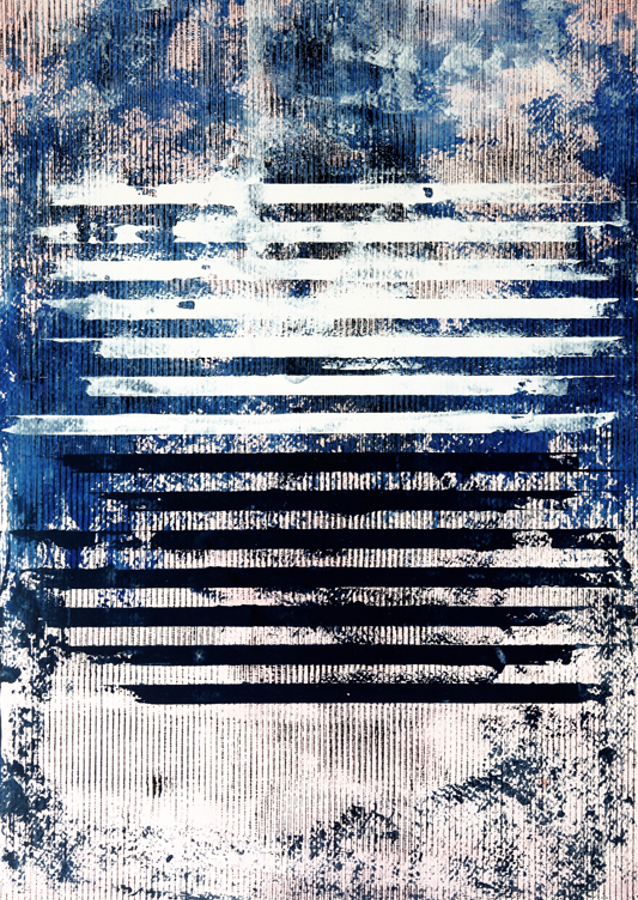 Horizontal Lines in Blue and White with Textured Patterns