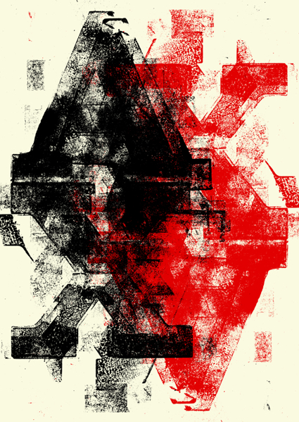 Poster: Geometric Shapes in Black and Red Hues - Petr Strnad