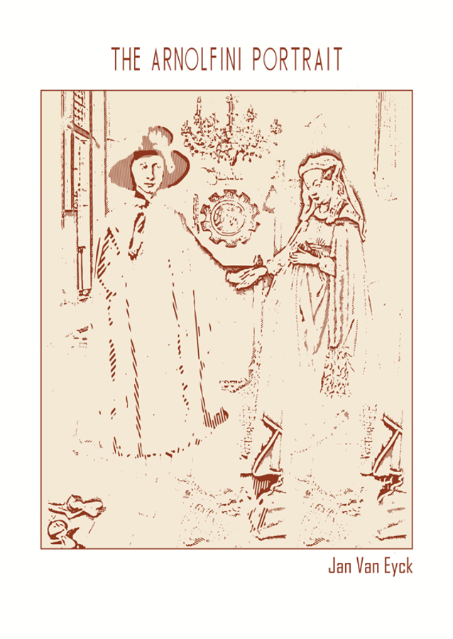 Line Art Minimalist – the Arnolfini Portrait  – Jan Van Eyck 1434 – Classic Painting