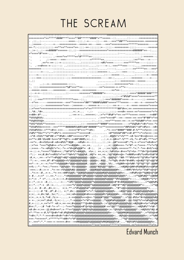 Ascii Art Minimalist – the Scream – Edvard Munch – Classic Painting