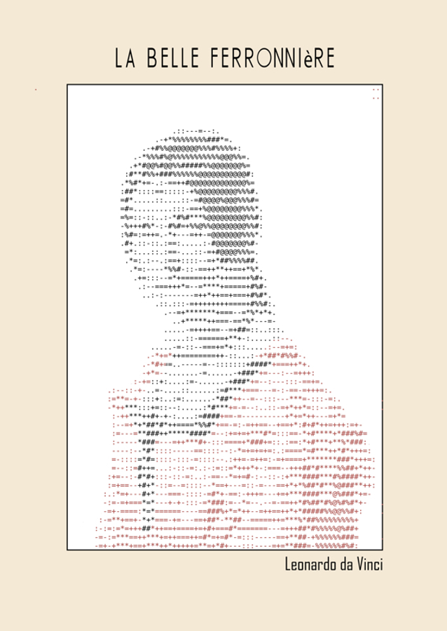 Ascii Art Minimalist – La Belle Ferronnière (portrait of a Lady From the Court of Milan)