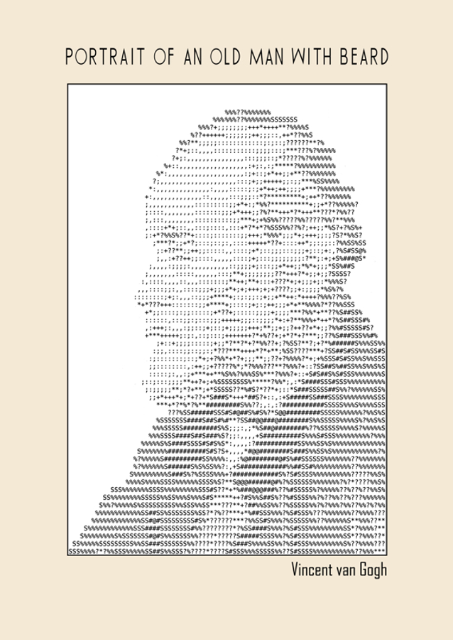Ascii Art Minimalist – Portrait of an Old Man With Beard – Ascii Art (vincent Van Gogh)