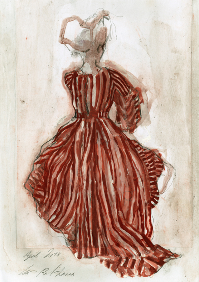 Woman In A Red Striped Dress