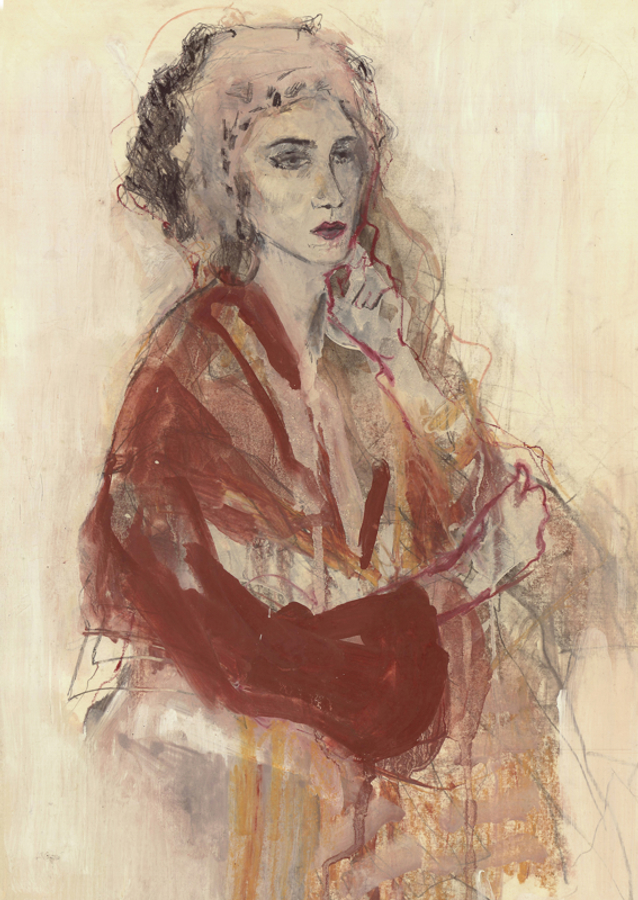 Contemplative Woman In Warm Red Tones