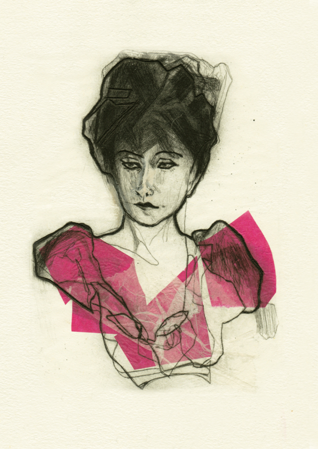 Pink Elegance with Woman Portrait