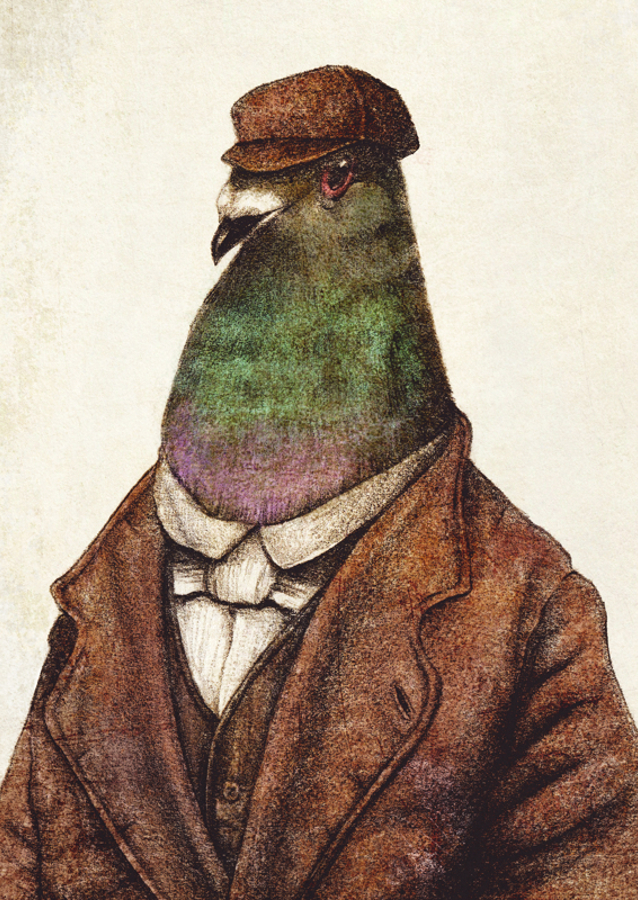 Pigeon Dressed In Vintage Attire