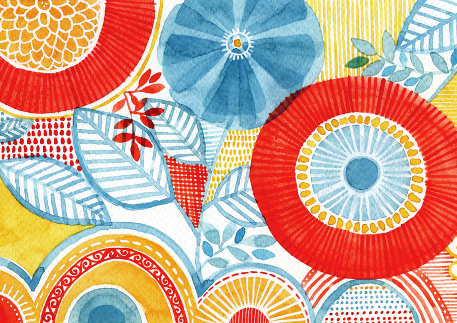 Geometric Shapes And Floral Patterns