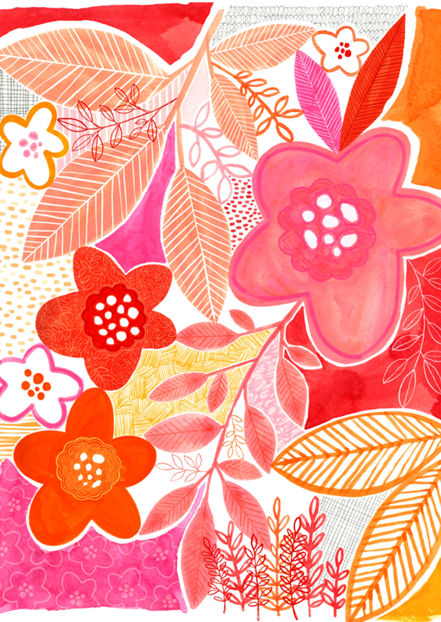 Abstract Flowers And Leaves