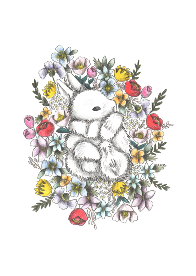 Bunny in the midst of Flowers
