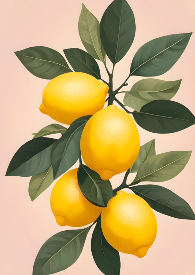 Golden Lemons On Green