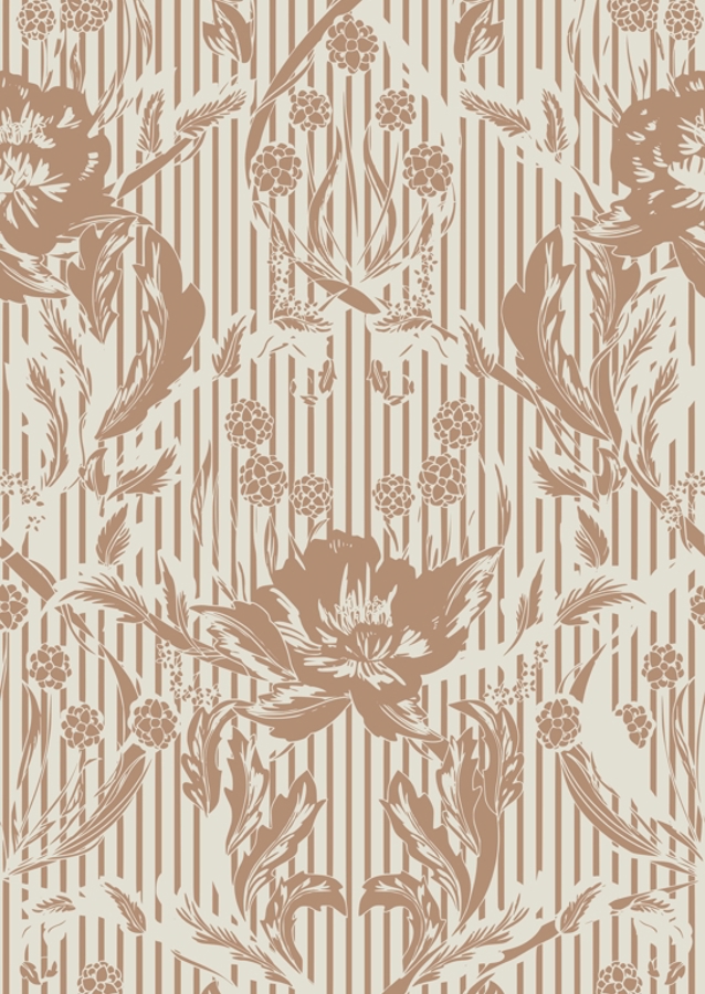 Floral Heritage Morris monochrome stripes mocha mousse pattern