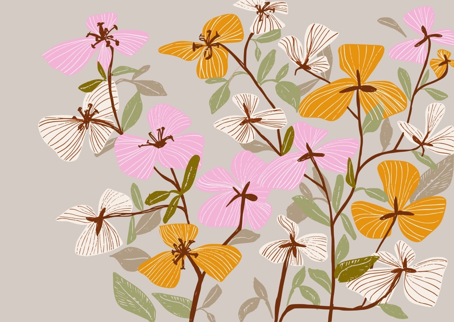 Orange and Pink Floral Pattern