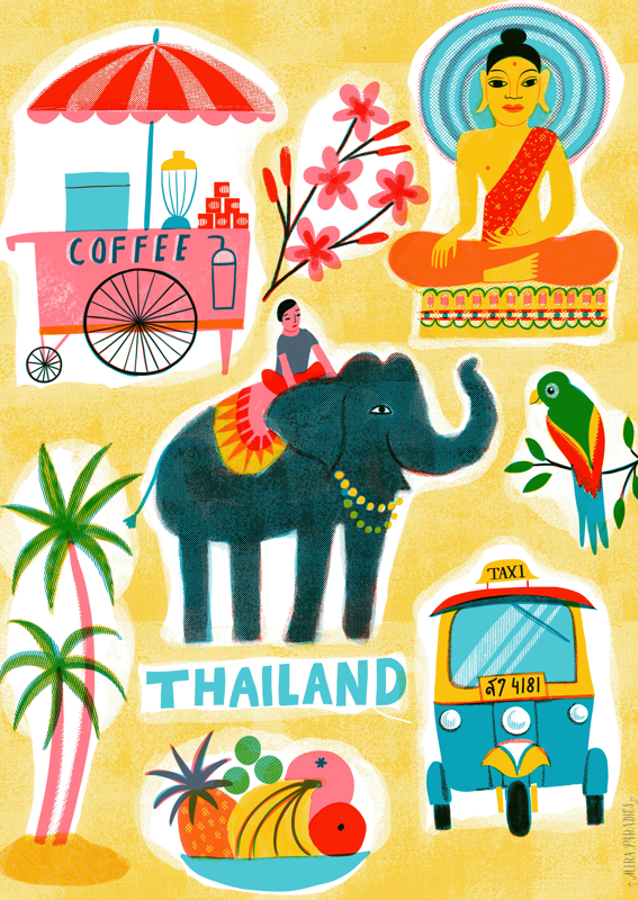 Screenprint Vintage Travel Thailand