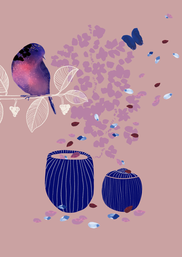 Fugl siddende på en gren