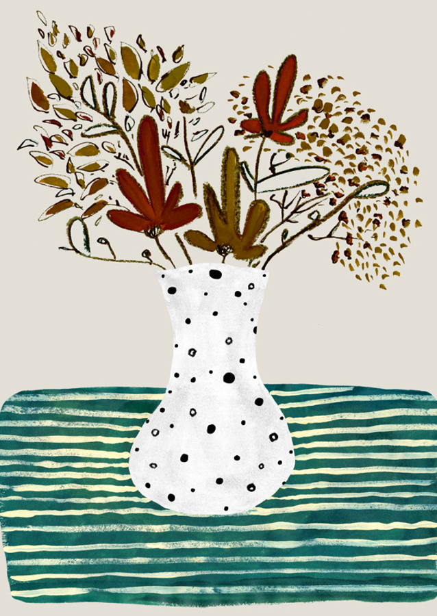 Potted Blooms Dotted Vase