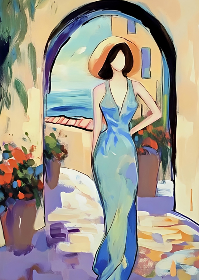 Woman In A Blue Dress