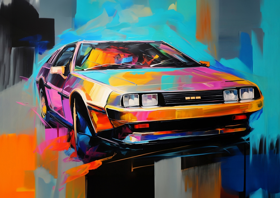 DeLorean in a Dynamic Colorful Style