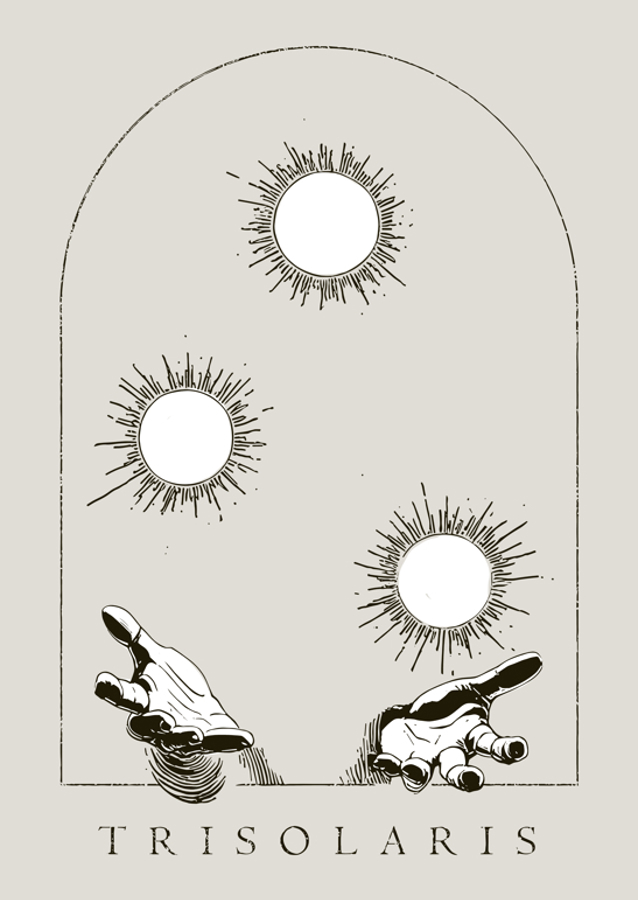 Three Suns Above Two Hands