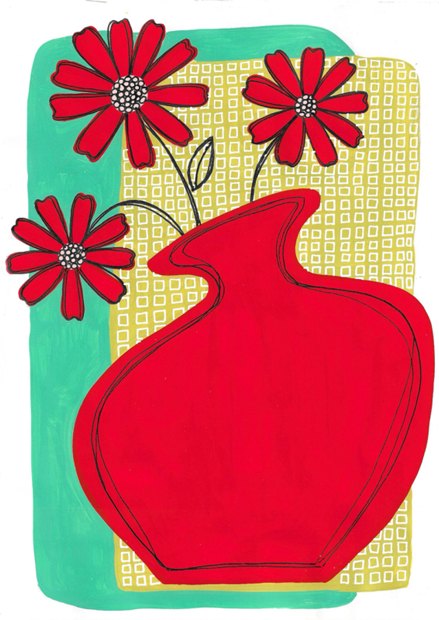 Vibrant Red Vase Blossoms