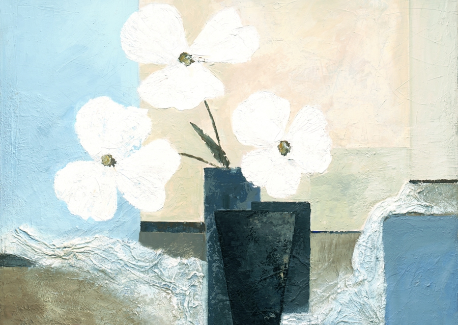 White Flowers in a Dark Vase