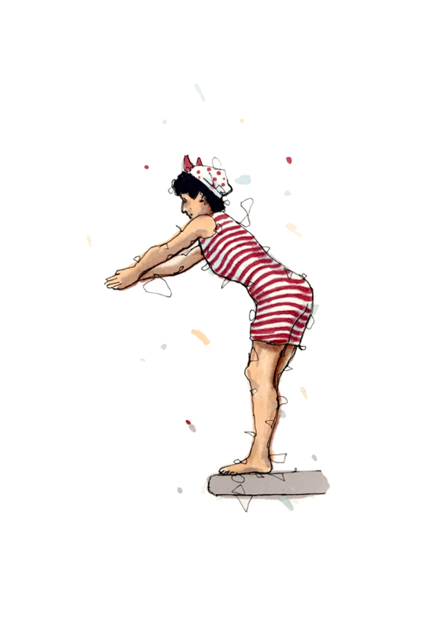 Vintage Style Woman Poised To Dive