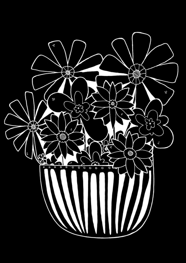 Graphic White Pot Plant