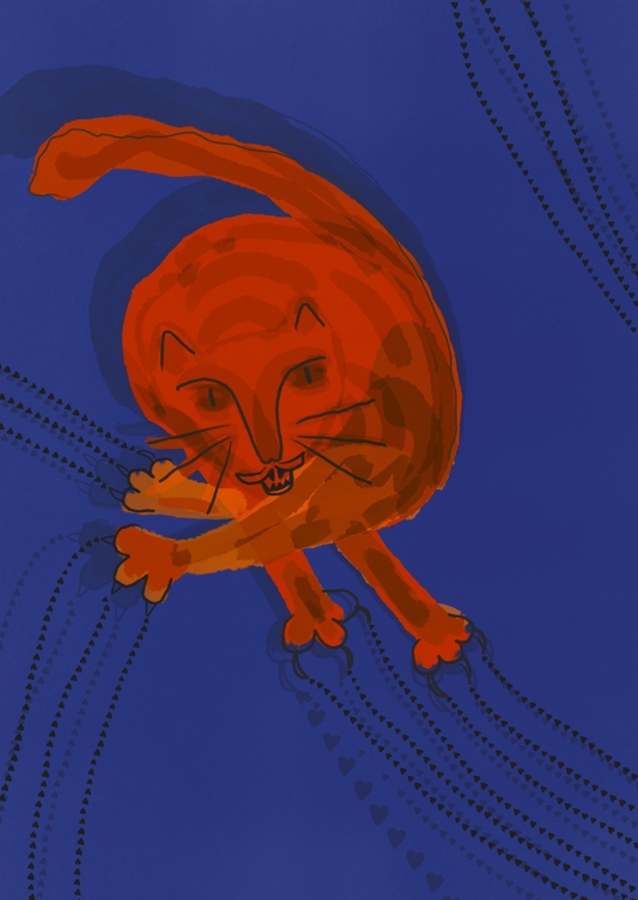 Playful Crimson Feline