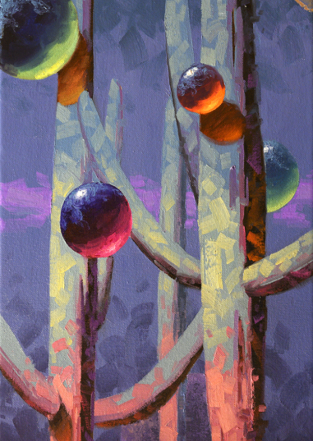 Vibrant Cacti under a Night Sky