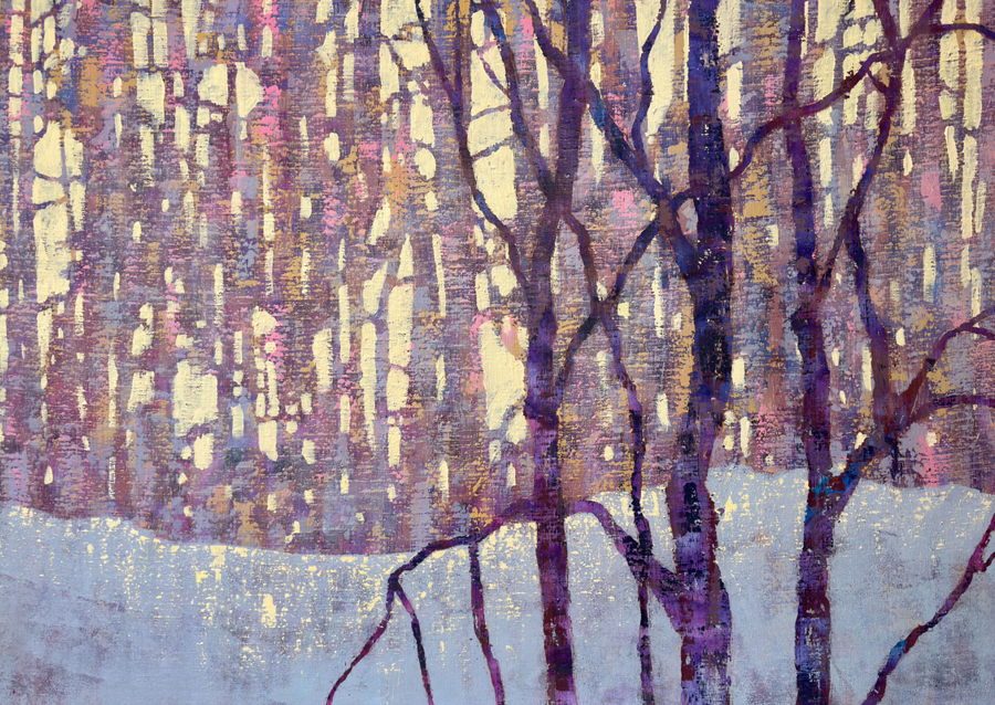 Winter Landscape with Birch Trees and Snow