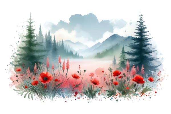 Poster: Crimson Bloom Vista - Tonya van Schalkwyk